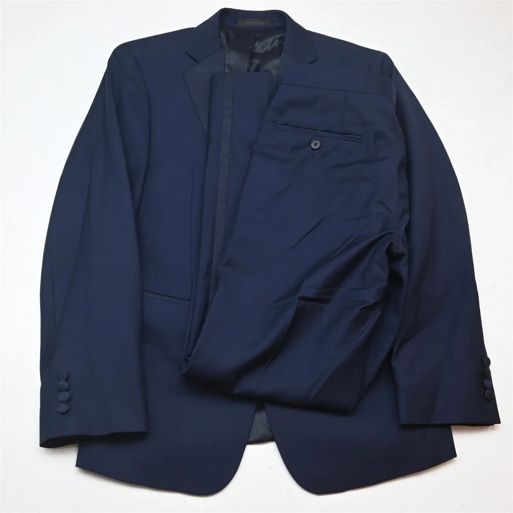 Calvin Klein 36S 28x32 Navy Blue Extreme Slim 100% Wool Mens Jacket Pants Tuxedo